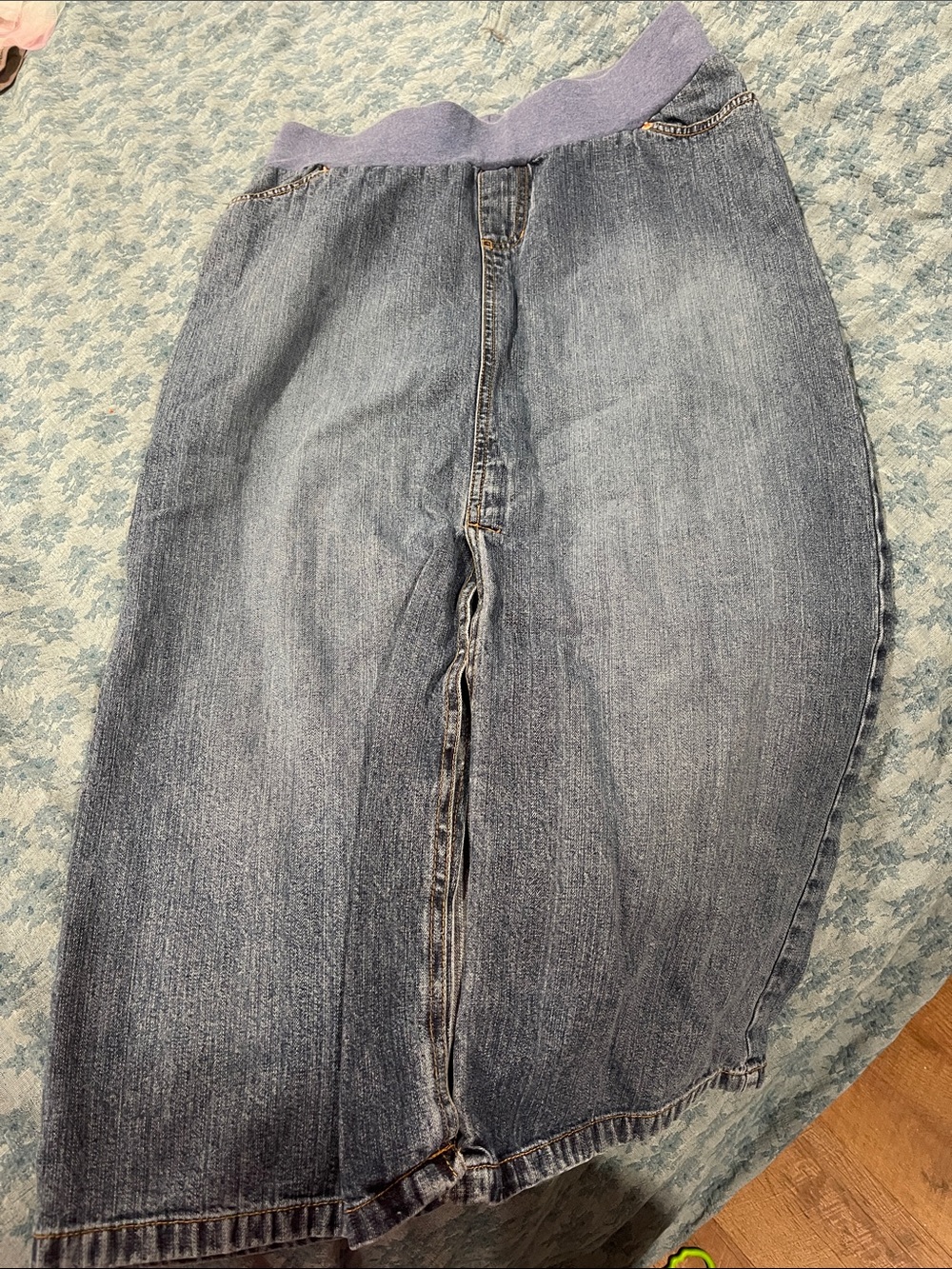 Women’s Maternity Denim Skirt with Lavender Knit Waistband